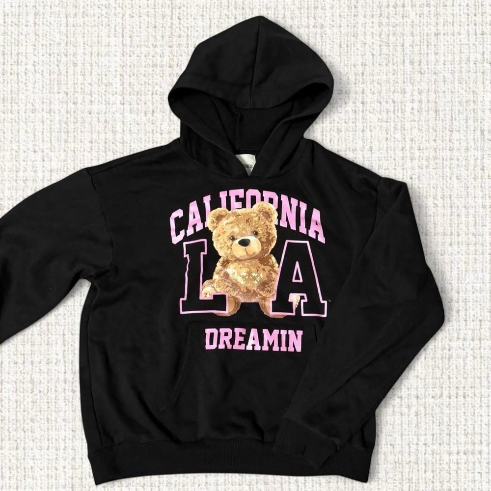 No Boundaries Black and Pink Teddy Bear California Dreamin Hoodie